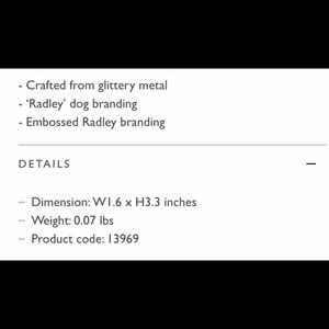 RADLEY LONDON Accessories - NWT Radley London Glitter Pageant Key Ring RADLEY LONDON Accessories - NWT Radley London Glitter Pageant Key Ring